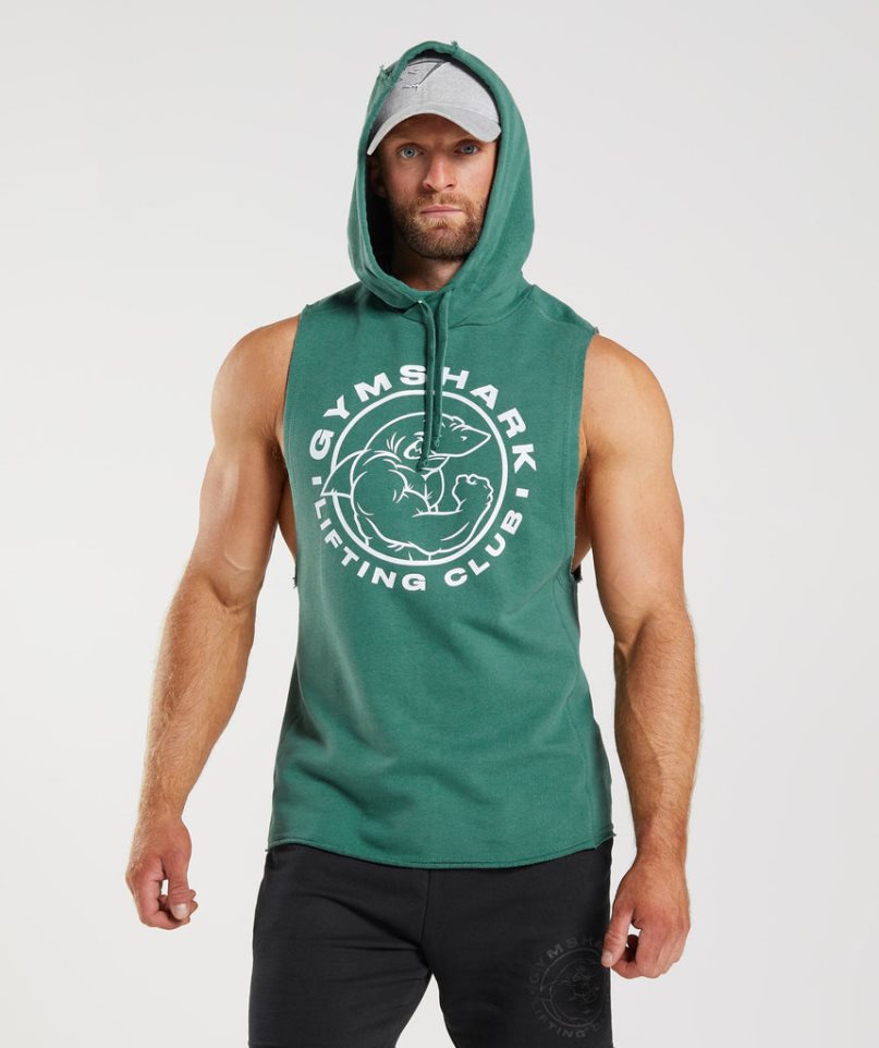 Men\'s Gymshark Legacy Drop Arm Hoodie Green | NZ 4MXFND